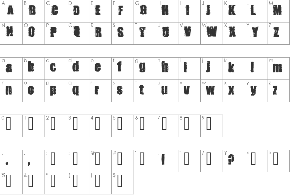 Stank font character map preview