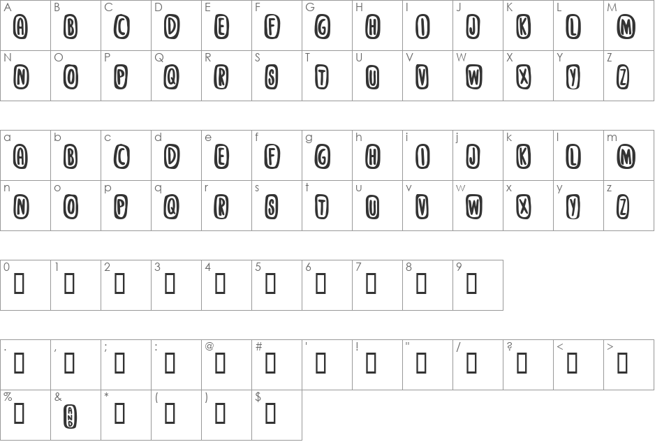 Stanky font character map preview