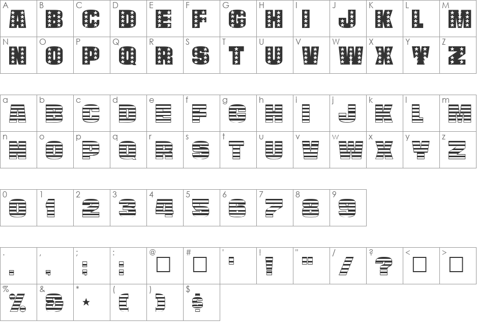 STANLEY font character map preview