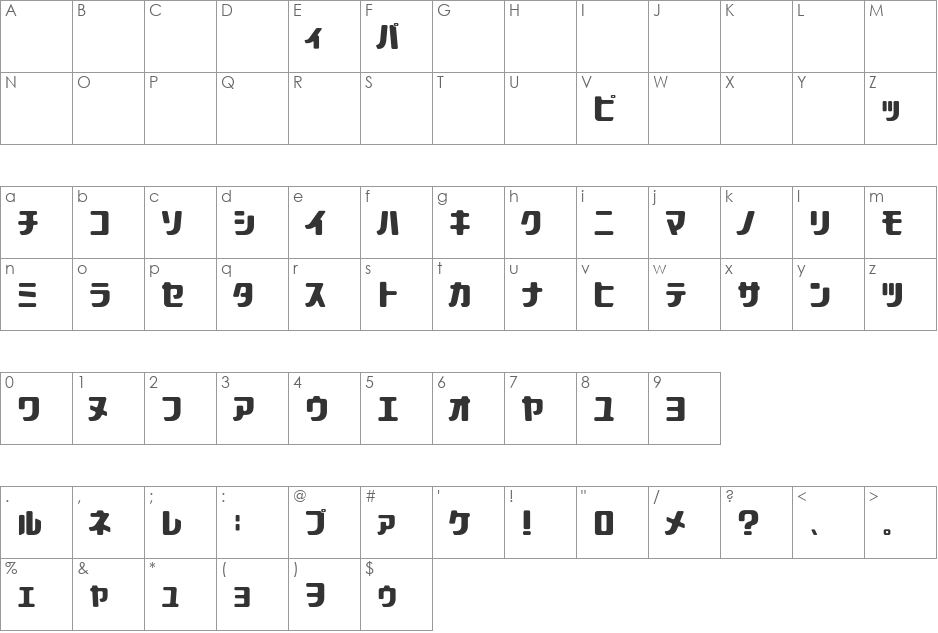 Stanley font character map preview