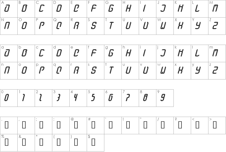 stanze  fett font character map preview