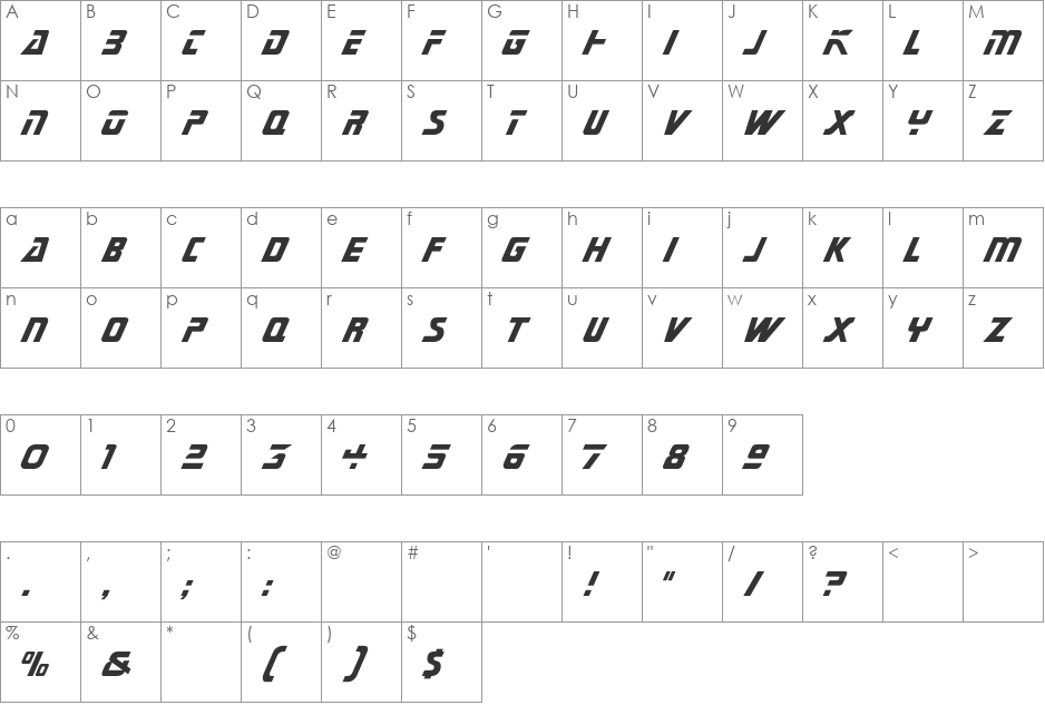Star font character map preview