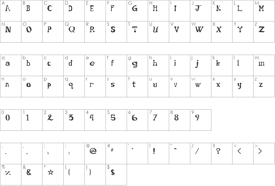 Star 5 Five font character map preview