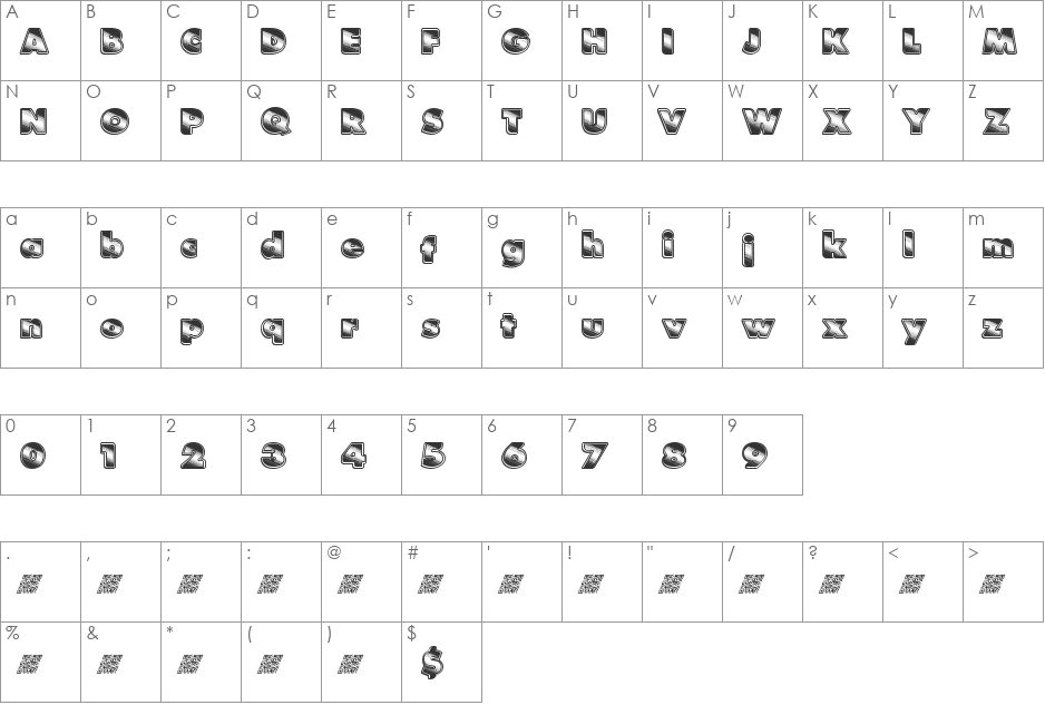 StarDancing font character map preview