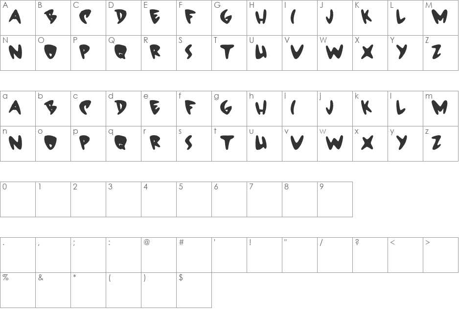 STARDUST font character map preview
