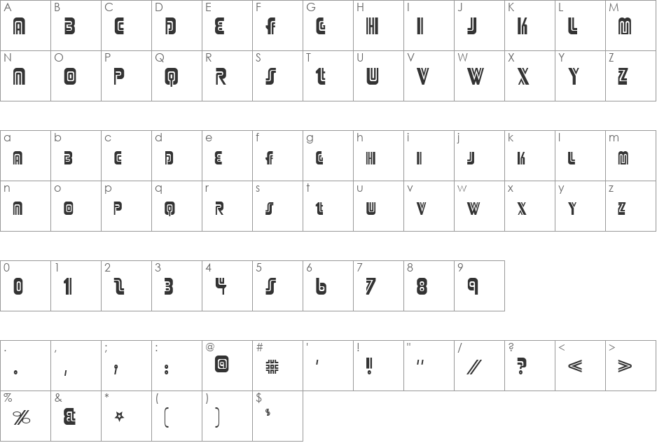 Adriator font character map preview