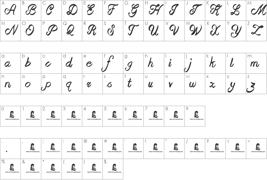 Beast of Avalon font character map preview