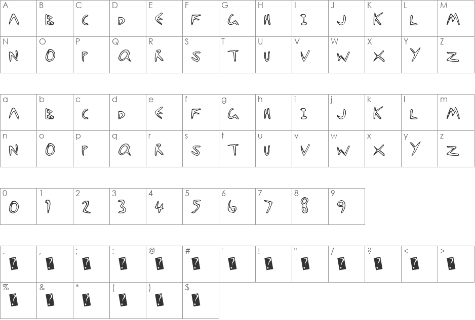 StarFishy font character map preview