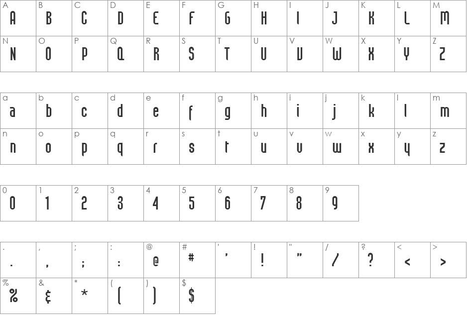 Beast vs SpreadTall font character map preview