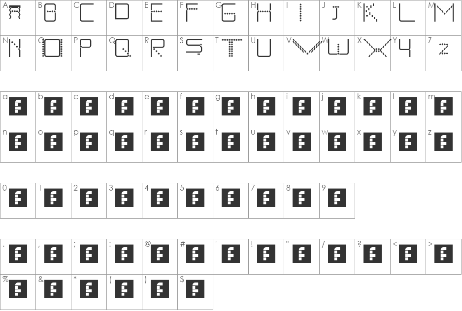 StarFont Capitals font character map preview