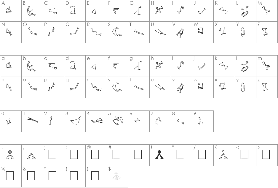 Stargate SG1 Go ald font character map preview