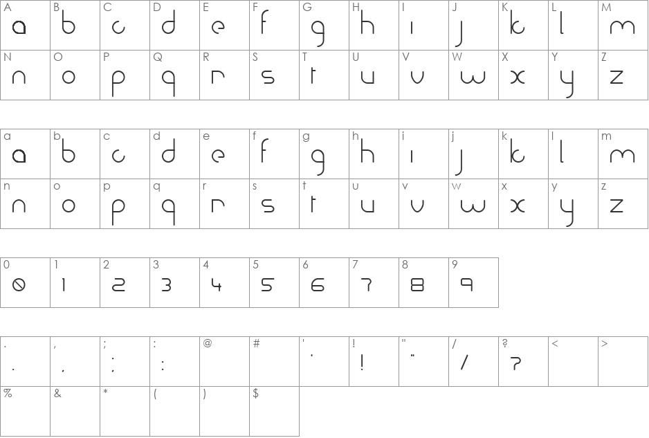 Stark font character map preview