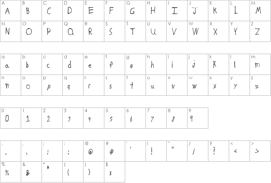 starnix17 font character map preview