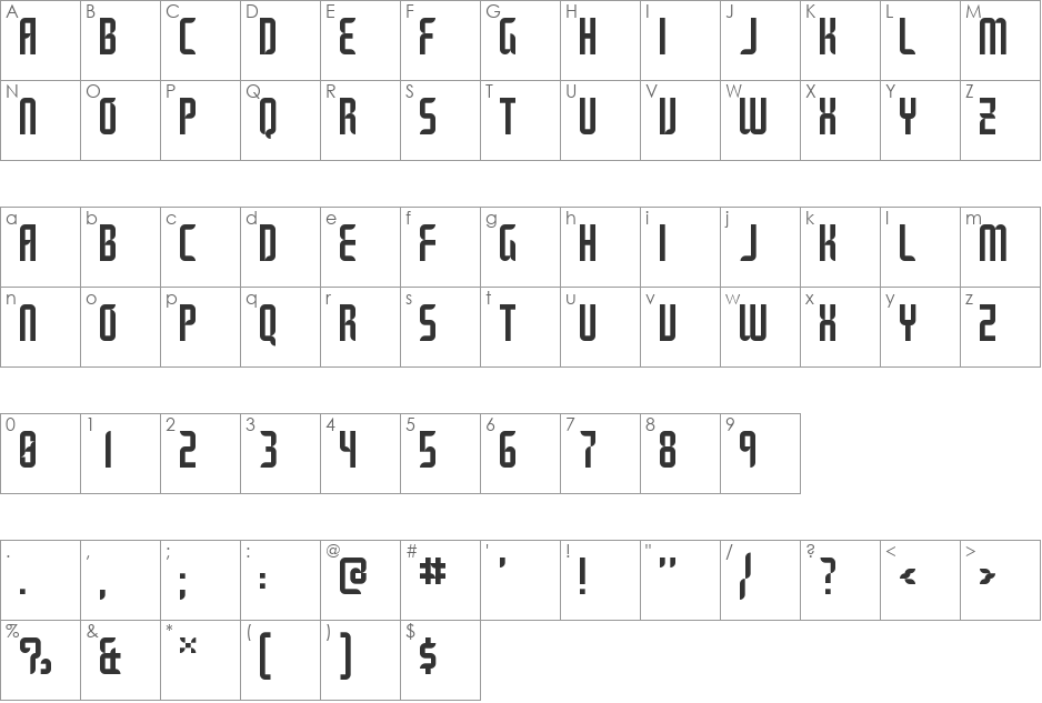 Starport Seven-Five font character map preview