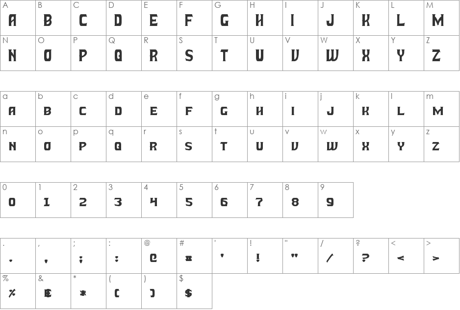 Beastformer font character map preview