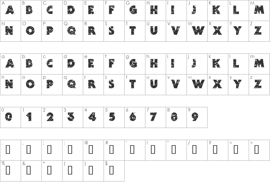 Stars font character map preview