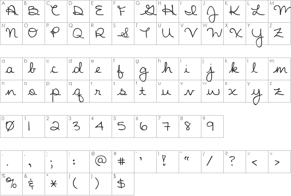 Stars From Our Eyes font character map preview
