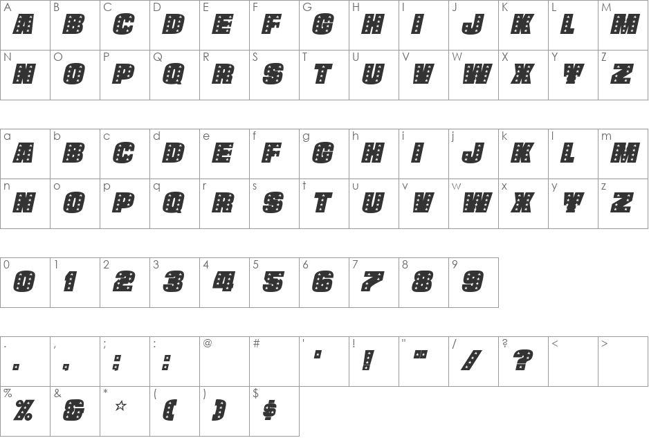 StarsCapsHeavy font character map preview