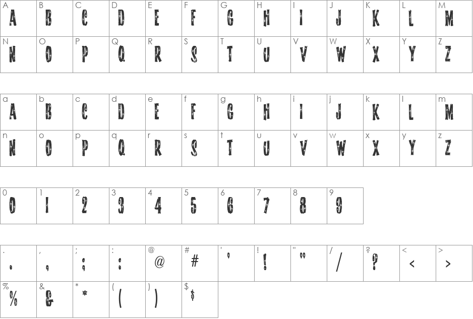 StarshineMF font character map preview