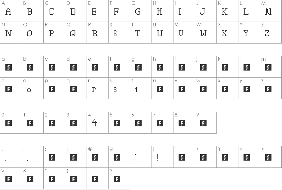 Starship Troopers font character map preview