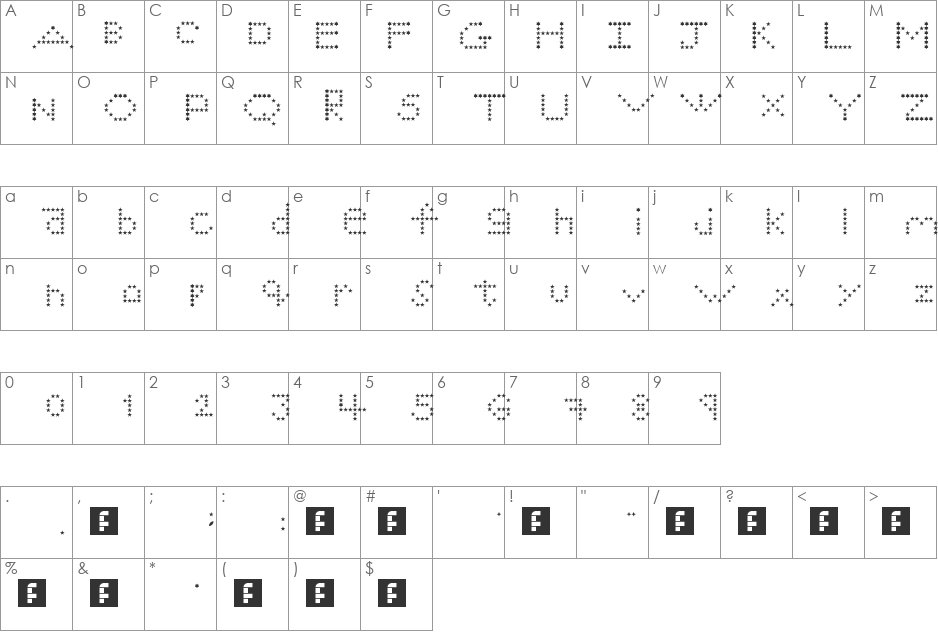 Starstruck font character map preview
