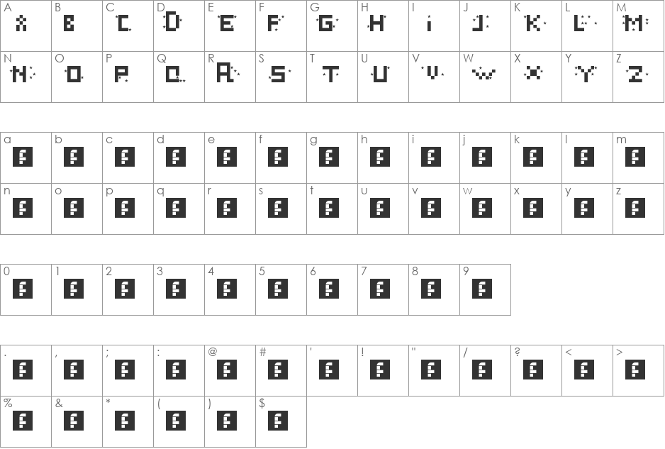 starstruck font character map preview