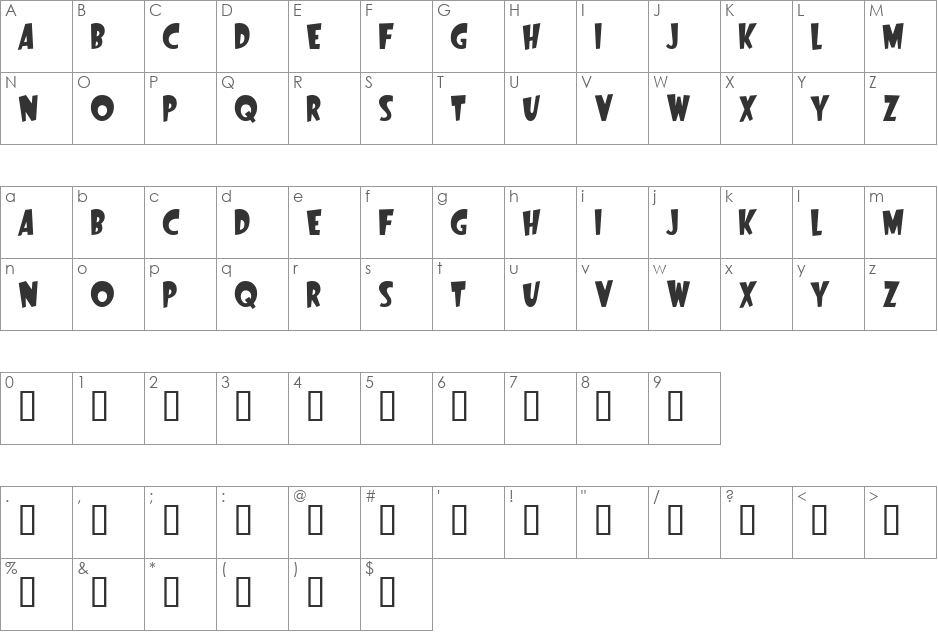 Startling font character map preview
