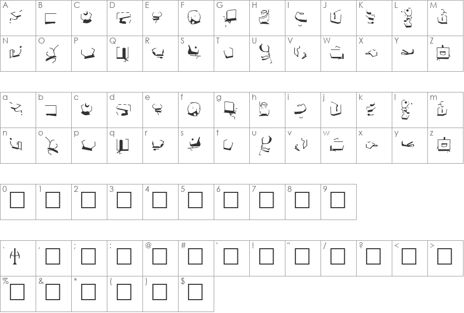 StarTrek Bajoran Ancient font character map preview