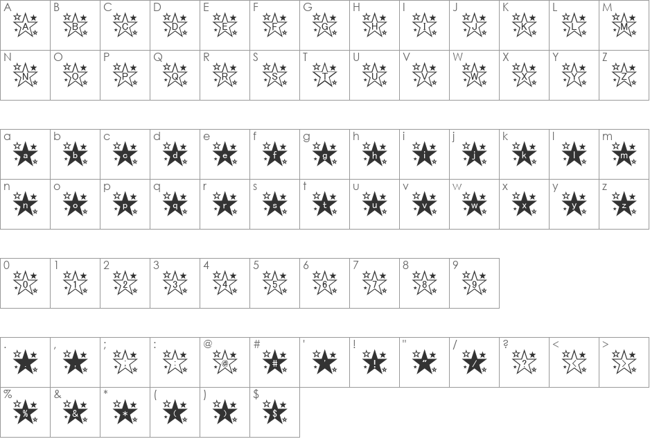 star_font font character map preview