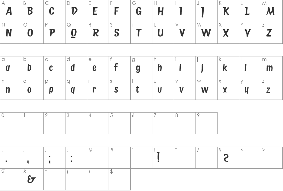 State Bridge font character map preview