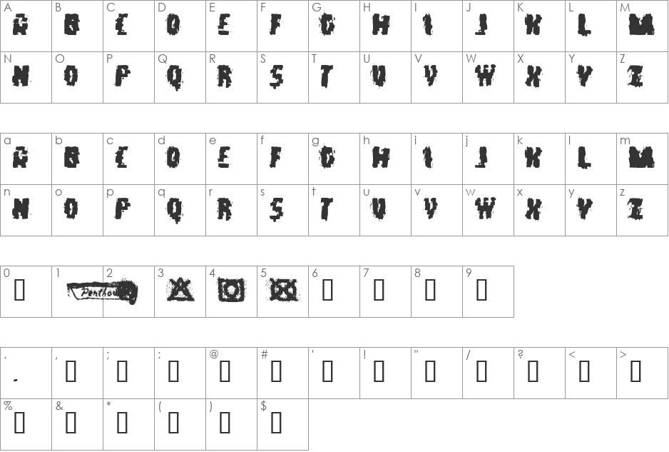 Static font character map preview