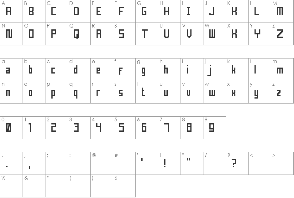 Statix font character map preview