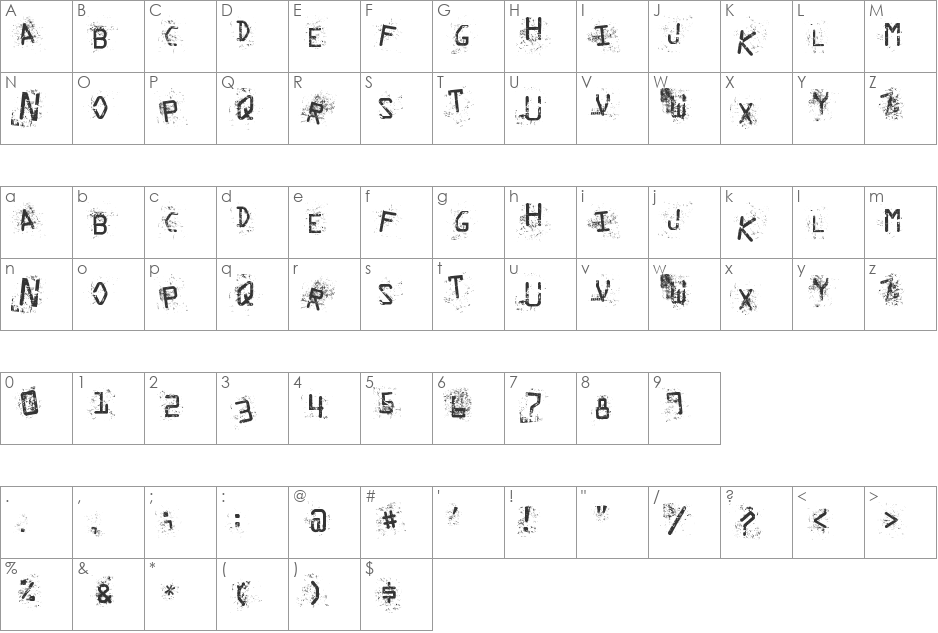 Staubiges Vergn?gen font character map preview