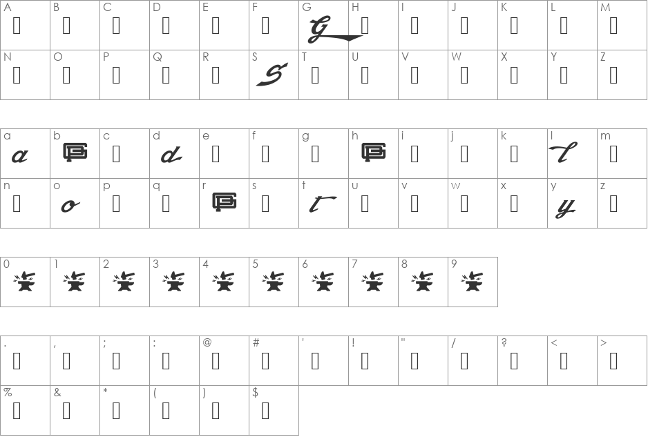 Stay Gold font character map preview