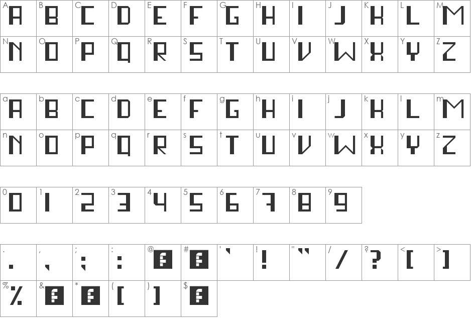 stay in square font character map preview