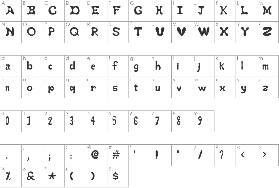 StayPuft font character map preview