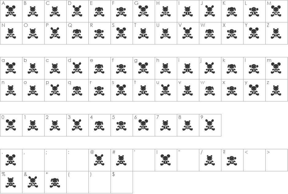 Ste-ani Font font character map preview