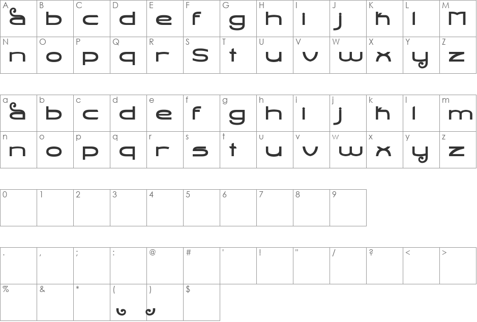 Stealth Magnum font character map preview