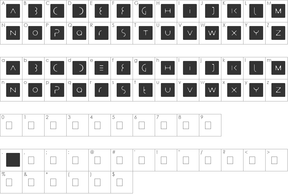 Stealthy Bastards font character map preview