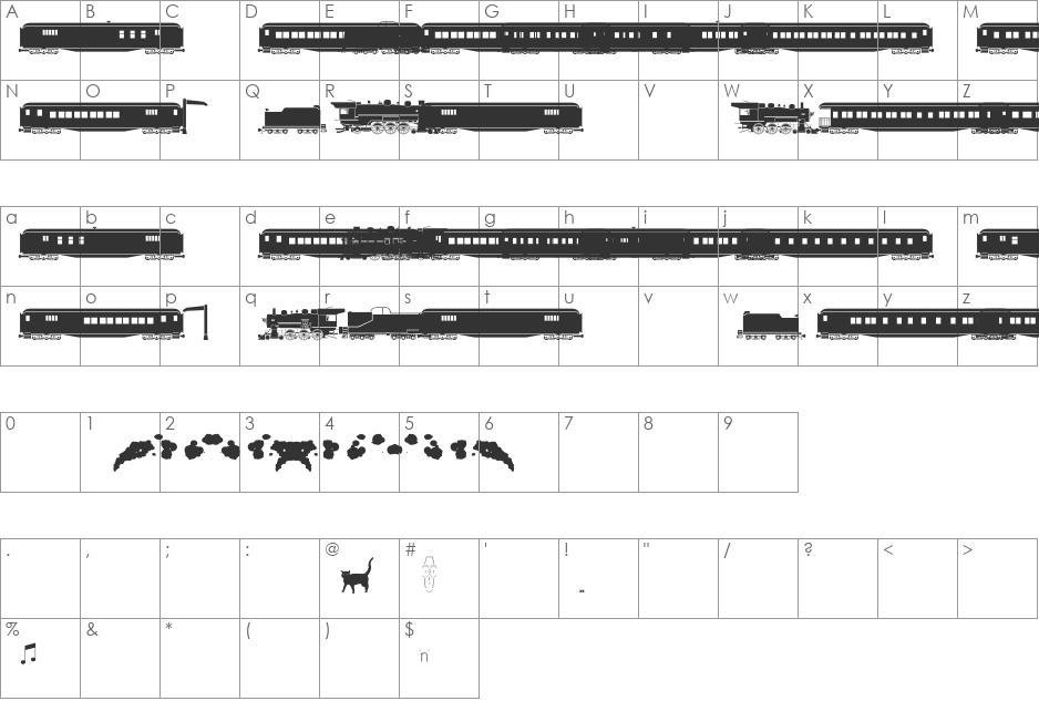 Steam font character map preview