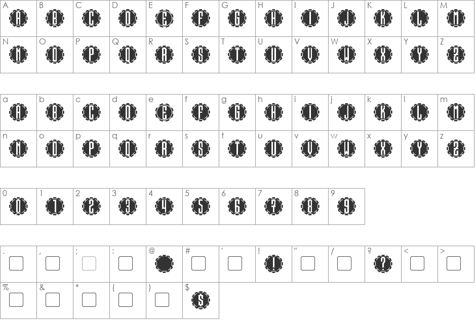 Steamcog Caps font character map preview