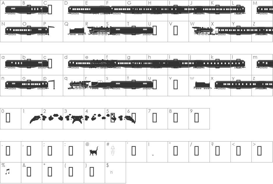 SteamHeavyweight font character map preview