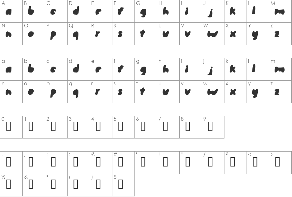 steamroller font character map preview