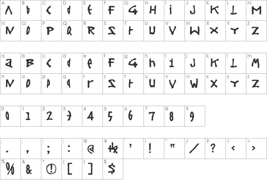 Steel font character map preview