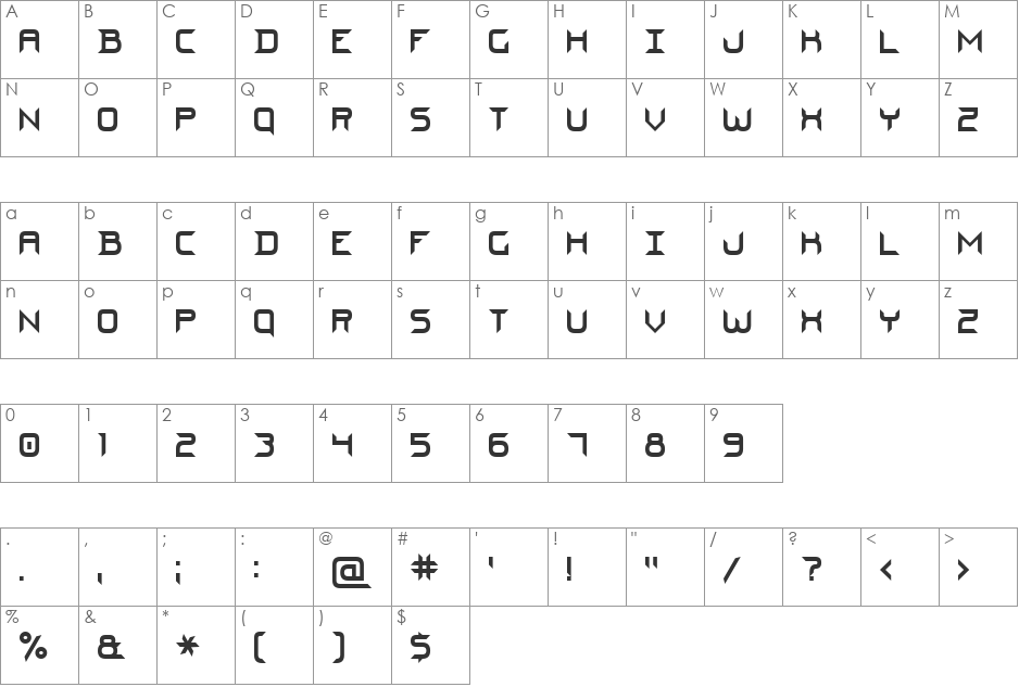 Steel Blade 7 font character map preview