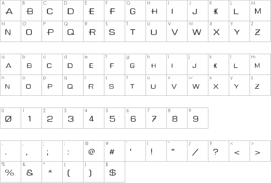 Adrielle font character map preview