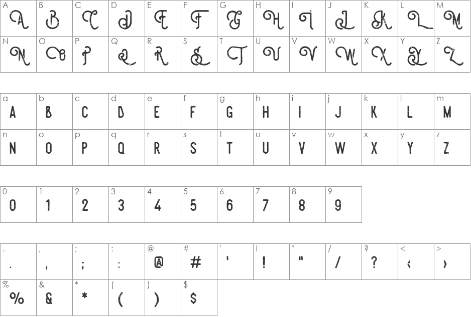 Steelworks Vintage Demo font character map preview