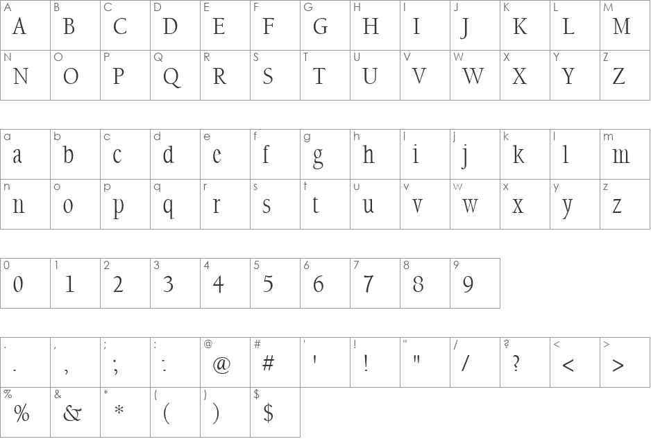 SteepOldstyle font character map preview
