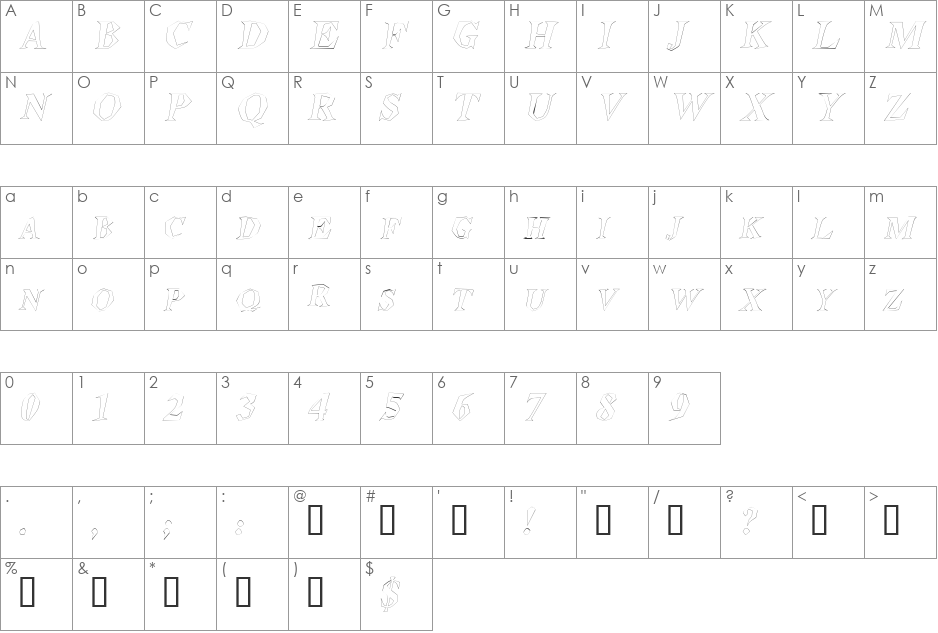 StegosaurusOutline font character map preview