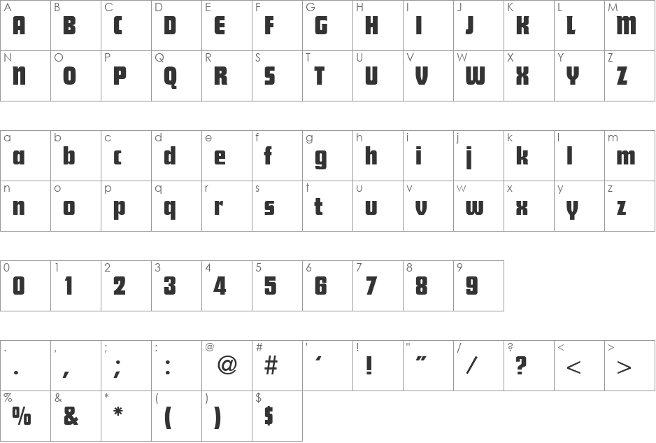 SteileFunction font character map preview
